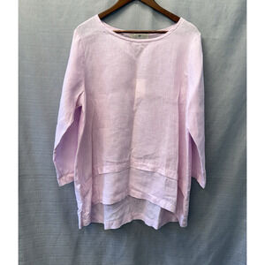 Crown Linen Designs Tunic Top Womens Size M Pink Charlotte Euro Lagenlook NWT